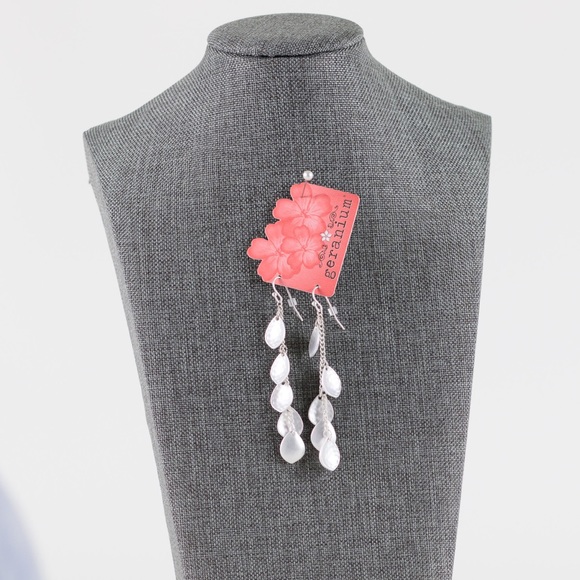 Geranium Silver Cascading Teardrop Earrings - Picture 2 of 2